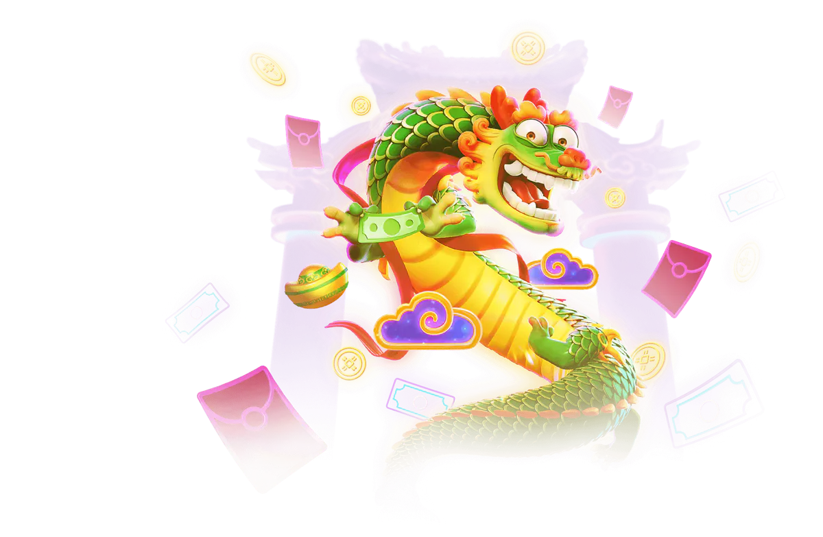 Dragão dourado do Fortune Dragon em um cenário roxo